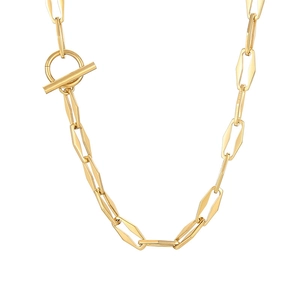 Collana in acciaio al titanio dorato con maglie a rombo e chiusura a levetta OT chic