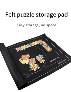 Détail du tapis de puzzle en feutre noir avec guides pour puzzles de 1000 et 1500 pièces