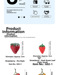 Detailed size comparison of realistic artificial strawberries with Pro and small leaf variants