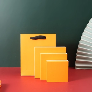 Modern orange gift box set with matching handbag for jewelry in various square sizes