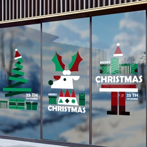 Christmas reindeer and tree static window stickers for festive shop window decoration