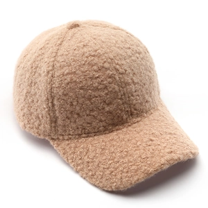 Unisex warm khaki teddy fleece baseball cap with curved brim for autumn and winter outdoor wear