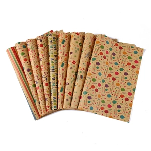 Lot de papier cadeau d'anniversaire coloré en papier kraft avec motifs de fête