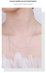 Detail of S925 sterling silver woven cross chain showing anti-tangle hair texture
