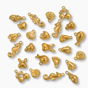 Stainless Steel Mini Charms Pendants Ocean Animal Seahorse Shell Whale Dolphin Rabbit Cherry DIY Jewelry Making Accessories