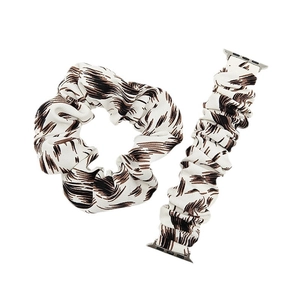 Bohemian style cream leopard scrunchie band set for Apple Watch with matching hair tie