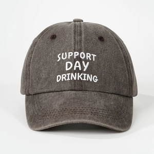 Casquette de baseball en coton délavé gris anthracite avec broderie Support Day blanche