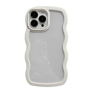 White wavy edge phone case with translucent matte back for iPhone 16 Pro Max
