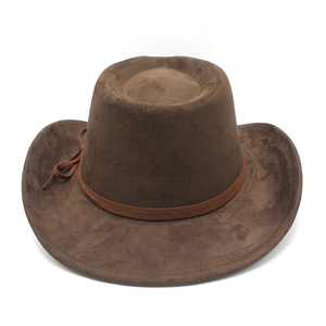 Chapeau de cowboy western classique marron café en suédine avec cordon décoratif