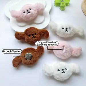 Mignonnes broches de chien en peluche et accessoires de bricolage en rose, brun et blanc