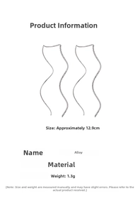 Detail view of wave-shaped tassel earrings showing length measurement of 12.9cm
