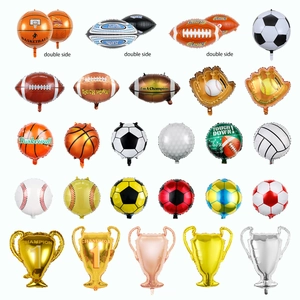 Sports Theme Foil Balloons Soccer Basketball Football Baseball Trophy Shape Birthday Party Decorations Athletics Event