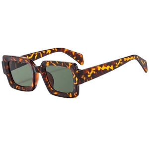 Retro square tortoiseshell sunglasses with dark green lenses shown from a 45-degree angle