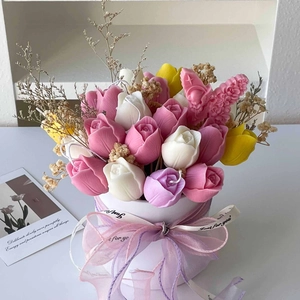 Tulip Scented Candle Soy Wax Blend Flower Shape Aromatherapy For Home Decor Valentine's Day Gift