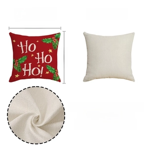 Detail view of Red Christmas Truck pillow case showing linen texture and 18x18 inch size