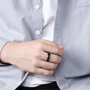 Classic 4-8mm black tungsten ring with subtle brushed texture for men and women