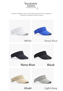 Detailed view of breathable mesh sun visors in six athletic colors for outdoor sports