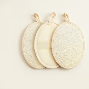 Natural Loofah Bath Sponge Exfoliating Pad Cotton Linen Body Scrubber For Shower Spa Deep Cleaning Beauty Skincare