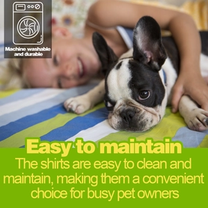Detail of durable striped cotton dog vest featuring machine washable and easy-clean fabric