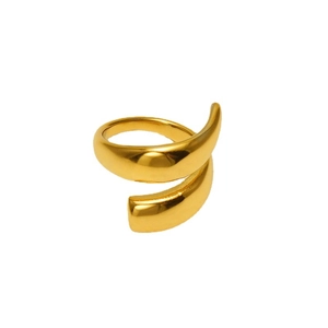 Minimalist 18k gold plated stainless steel double layer geometric open ring