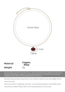 Detailed dimension guide for the red oval pendant necklace with 41+5cm chain specs