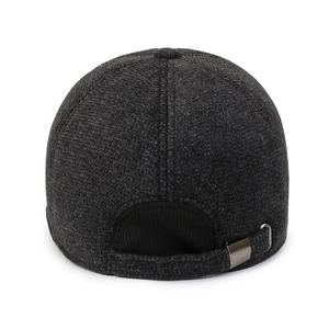Deep grey winter baseball cap with textured wool blend and ear flaps for warmth