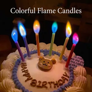 Colorful flame birthday candles set of 6 for creative party cake decoration and props