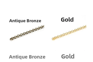 Close-up of gold and antique bronze O-shaped link chains for DIY jewelry making