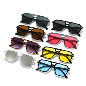 Classic square double-bridge sunglasses in various fashion colors for men and women