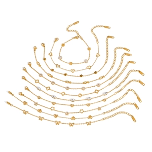 Elegant 18K gold plated titanium steel charm bracelets featuring butterfly and star designs