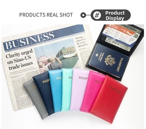 Slim PU leather passport holder featuring multi-card slots and boarding pass pocket