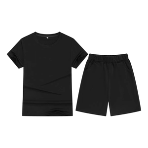 Kids Summer Sports Set Polyester Short Sleeve T-Shirt And Shorts Matching Outfit For Boys Girls Casual Youth Activity Clothing