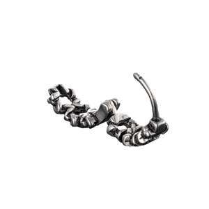 Retro stainless steel hoop earring with vintage chain design and star accent on white background