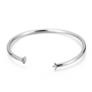 Minimalist stainless steel open bangle base with cup and peg settings for DIY jewelry
