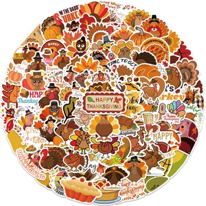 Set of 100 colorful Thanksgiving turkey graffiti stickers for DIY laptop decoration