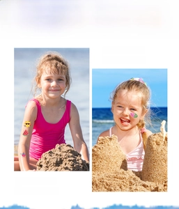 Kids colorful glitter tattoos with sun and watermelon patterns for beach summer parties
