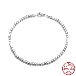 Fashion S925 Sterling Silver Round Cube Bead Bracelet For Women 18K Gold Platinum Plated Minimalist Jewelry Gift Idea