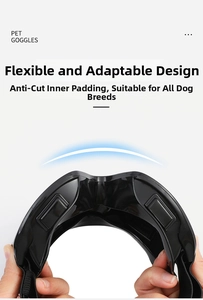 Detalle de la montura flexible y el acolchado de las gafas protectoras para perros