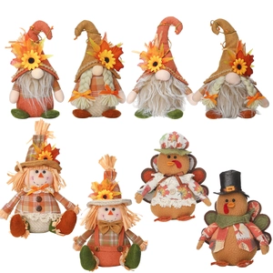 8-piece Thanksgiving gnome and turkey plush set for autumn harvest home decorations