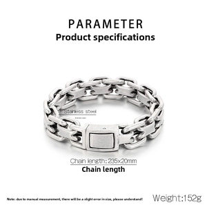 Detailed spec view of vintage silver stainless steel curb chain bracelet for men