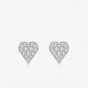 Boucles D'oreilles Puces Cœur Argent Sterling 925 Moissanite Couleur D VVS1 Bijoux Mode Délicats Cadeau Pour Femmes