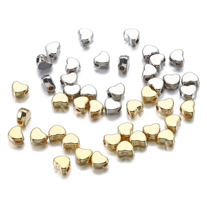 Golden and silver CCB heart-shaped beads with side holes for DIY jewelry making