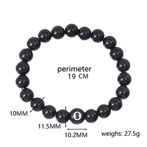 Detailed view of lucky number 8 billiard bead bracelet with dimension measurements