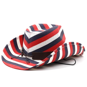 Cappello da cowboy stile western con bandiera americana, tesa larga e cinturino regolabile