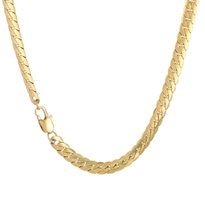 Collier en maille Figaro en acier inoxydable plaqué or 18 carats avec fermoir homard