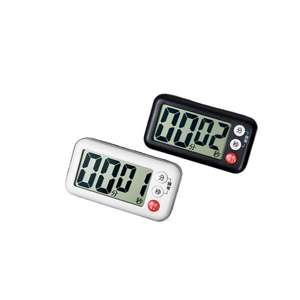 Digital kitchen timer set in black and white with magnetic back and large LCD display