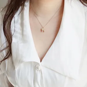 Charming 14K gold plated titanium necklace with a hollow lion animal pendant for women