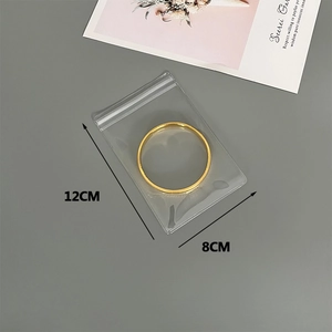Transparent PVC self-sealing jewelry bag for bracelets, 12x8cm size with clear view