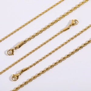 18K gold plated stainless steel rope chain necklaces with secure lobster clasps