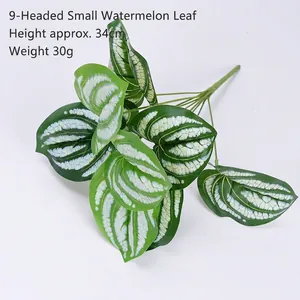 Artificial 34cm watermelon leaf plant bundle with 9 lifelike green foliage stems
